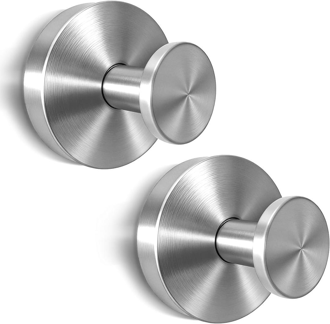 2 x 2026 Upgraded Drill-Free Suction Cup Hooks, Stainless Steel Suction Cup Hooks for Shower, Bathroom, Glass,Window, Hanging Towels - 2 Pack