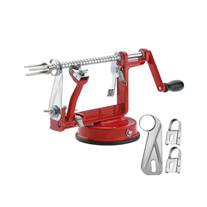Apple Peeler Corer, Long lasting Chrome Cast Magnesium Alloy Apple Peeler Slicer Corer with Stainless Steel Blades and Powerful Suction Base for Apples and Potato(Red)