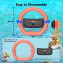 GagaKing 2 Pack Steering Wheels for Nintendo Switch 2 Joy Con(2025), Detachable Controller Racing Wheels for NS2 Mario Kart World/ 8 Deluxe, Comfortable Grip, Family Games Switch 2 Accessories (Blue-Orange)