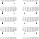 10-Pack White Round Tablecloths, 70 Inches, Stain-Resistant Polyester for 3-4 Ft Round Tables - Washable Table Covers for Weddings, Banquets, Birthday Parties, Events