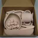 Silicone Baby Feeding Set | Baby Led Weaning Supplies Includes Suction Bowls and Divided Plates, Adjustable Bib, Baby Utensils Spoons and Forks,Cup | Baby Feeding Essentials (Beige)