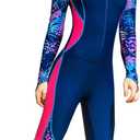 Akaeys Women's Full Body Swimsuit Rash Guard One Piece Long Sleeve Long Leg Swimwear with UV Sun Protection (Large, Navy-3)