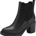MaxMuxun Women's Chelsea Ankle Boots with Heels Slip on Round Toe Platform Heeled Booties for Women Size 10