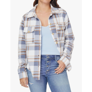 WallFlower Women's Taylor Polar Cozy Fleece Boyfriend Trendy Spring, Summer, and Fall Light Shacket Jackets Small