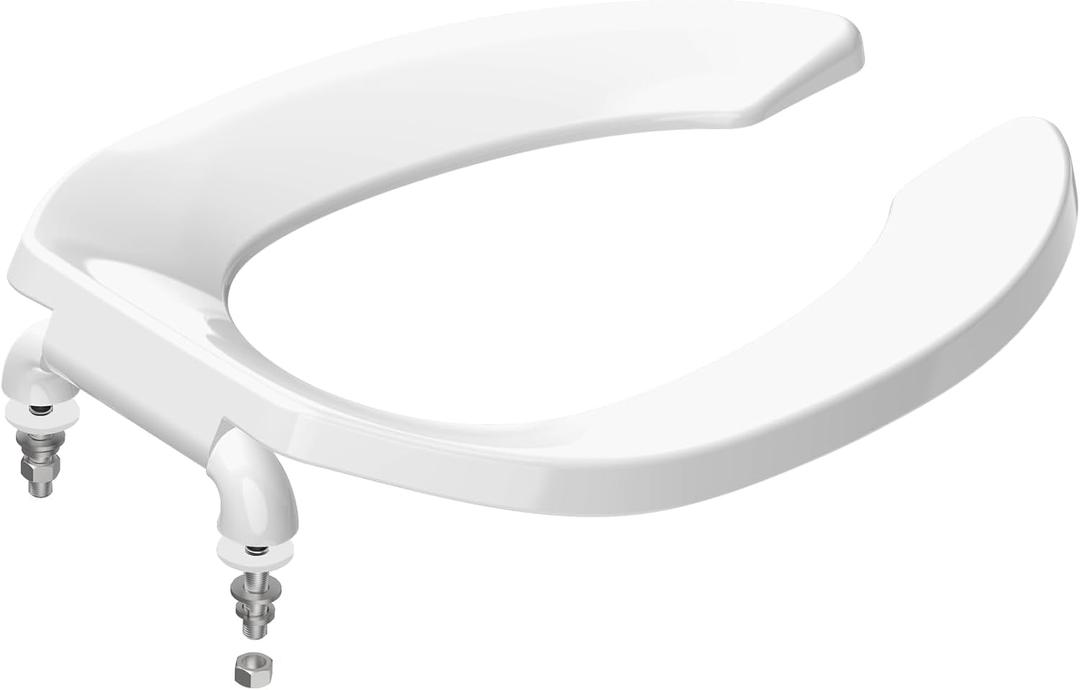 Commercial Toilet Seat Front Open, Toilet Seat Public 18.5 Inch Elongated Toilet Seat for Church, School, Hospital, Office,Heavy Duty Toilet Lid Common(White)