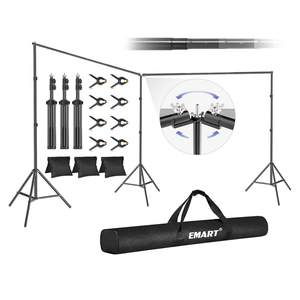 EMART Backdrop Stand, 20x7ft(WxH) Large Adjustable Background Support System with 308° Angle Rotatable Connector, 8 Clamps, 3 Sandbags and Carry Bag for Parties, Wedding, Photography Studio