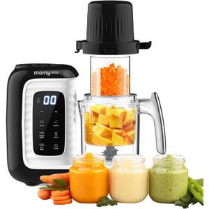 MOMYEASY Baby Food Maker, Multifunction Processor Chopper Grinder, Baby Food Steamer and Puree Blender in-One, with Bottle Warmer, Auto Cooking & Grinding with Touch Control Panel (Black)