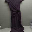 Women Sparkly Dresses Wedding Cocktail Party Ruffle Sleeves Ruched Wrap Sparkly Glitter Dress (Purple, M)