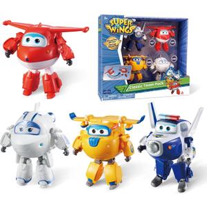 Super Wings 5" Transformable 4-Pack Action Figure Tobot, Transforming Airplane Robot Toys, Educational Toys for Boys & Girls Age 3+, Gifts for Preschool Kids, Jett, Paul, Donnie, Astra