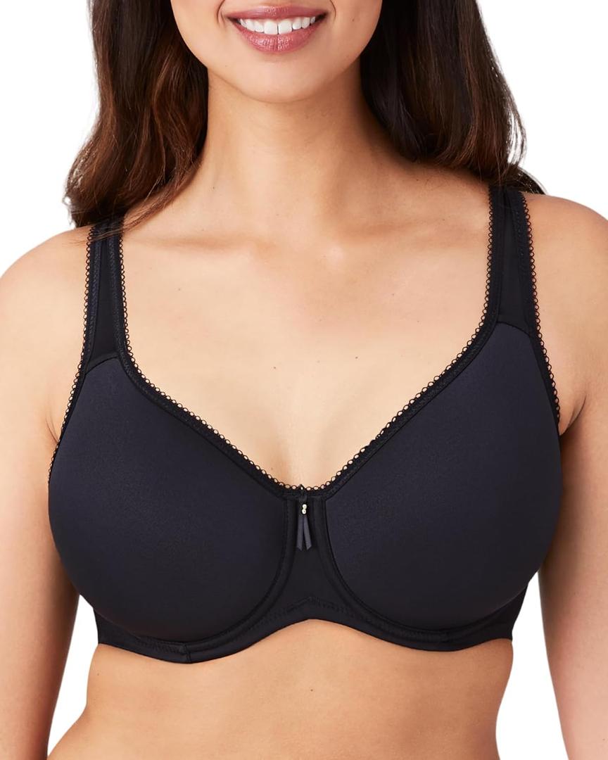 Wacoal Women's Basic Beauty Lightly Padded Underwire Full Coverage T-Shirt Bra, 853192 (34D, Black)