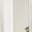 Rustic White Mirrors for Bathroom 24" X 36", Hanging Distressed Finish Carved Wood Scalloped Farmhouse Wall Mirror, Decorative Arched Corner Vintage Mirror, Boho Rectangular Mirrors