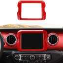 RT-TCZ for Jeep JL Center Console Radio Display Panel Trim Cover for Jeep Wrangler JL JLU Gladiator JT 2018-2023 Red Interior Accessories 8.4 inch (Large)