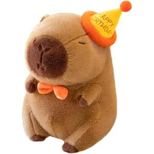 Cute Birthday Capybara Plush,12inch Kawaii Capybara Stuffed Animal Soft Stuffed Toy Birthday Gifts Party Decoration for Kids