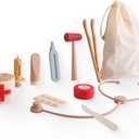 Wooden Medical Play Set, Pretend Doctor Kit with Accessories, 11 Pieces
