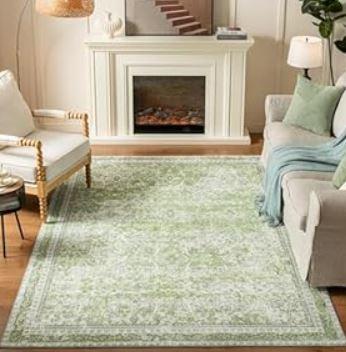 Istana Hallway Runner Rug 2x6 - Light Green Kitchen Rugs Non Slip Washable -Silk's Soft Touch Carpet Runner - Stylish Rug Runner for Home