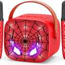 Mini Karaoke Machine Toys Gifts: Kids Toys Birthday Gifts for 4 5 6 7 8 9 Years Old Girl Boy LED Portable Bluetooth Speaker with 2 Wireless Microphone Girl Boy Kid Adult Gift Age 3-12+