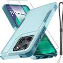 RMOCR for Moto G Stylus 5G 2026/Moto G Stylus 5G 2025 Case, Full Body Heavy Duty Rugged Shockproof Protective Phone Cover with Lanyard Strap, Tempered Glass Screen Protector, Mint Green