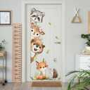 Watercolor Jungle Animal Wall Decals, Forest Animal Wall Sticker Raccoon Deer Fox Hedgehog Wall Decals for Baby Nursery DecorationsDoor Offices Bedroom Room Sticker.