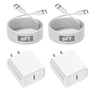 iPhone 16 15 Charger Fast Charging, 20W Apple iPhone 16 USB C Fast Charger Block, 2Pack 6ft USB C to USBC Cord for iPhone16/16 Pro/16 Pro Max/16e/15/15 Plus/15 Pro/15 Pro Max,iPad Pro/Air/Mini,AirPods (Woven)