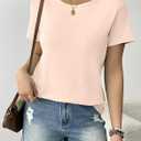 Womens 2 Pack T Shirts Basic Short Sleeve Tees Crewneck Fashion Tops Loose (Large, Cream+white)