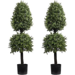 4ft Boxwood Ball Shape Artificial Topiary Tree Porch Decor, Outdoor Plants 2Pack