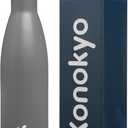Konokyo Insulated Water Bottles,17 oz Double Wall Stainless Steel Vacumm Metal Flask for Sports Travel,Gray