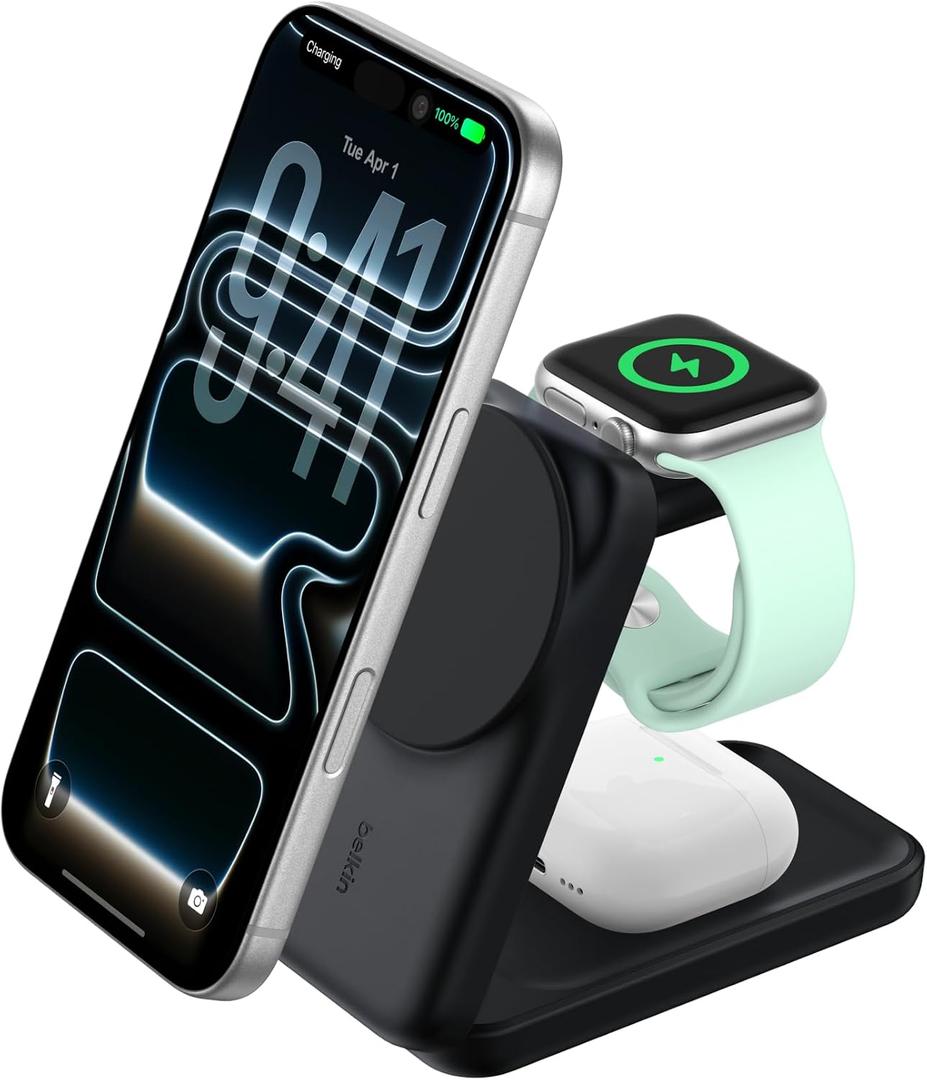 Belkin Qi2.2 25W Wireless 3 in 1 Foldable Fast Charging Station for iPhone