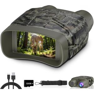 4K Night Vision Goggles for Adults, Night Vision Binoculars with 5000mAh Rechargeable Battery and 32GB Card, 3" HD Screen for Wildlife Observation, Hunting and Security (Camouflage)