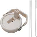 Replacement Tumbler Lid for Stanley IceFlow 20 oz 30 oz Flip Straw Lid with Reusable Straw,Cleaning Brush (Beige, 20oz & 30oz)