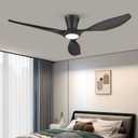 TALOYA Ceiling Fans with Lights,52 inch Modern Low Profile Ceiling Fan with Quiet Reversible DC Motor,Flush Mount,3CCT, Black Ceiling Fan for Bedroom Living Room Kitchen and Patio