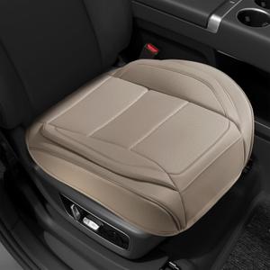 2Pcs Car Seat Cover Front PU Leather Seat Covers Universal Bottom Seat Covers for Most Vehicles,Sedan,Truck,SUV (Beige-Front Bottom 2 Piece)