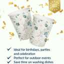 PAW - Disposable Paper Cups (8,5 oz, 50-Pack), Hot & Cold Paper Coffee Cups, Floral Drinking Cups with Golden Eucalyptus Theme for Party, Wedding, Garden Party, BBQ, Picnic