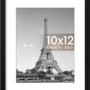 upsimples 10x12 Picture Frame, Display Pictures 7x9 with Mat or 10 x 12 Without, Wall Hanging Photo Frames, Black, 1 Pack