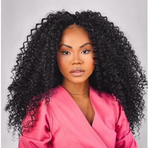 Leeven Pre Looped Micro Kinky Curly crochet Hair 12 Inch 8 Packs Black Micro Curly Braiding Hair For Mini Passion Twist (1B#)