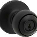 Kwikset Polo Entry Door Knob with Lock and Key, Secure Keyed Handle Exterior, Front Entrance and Bedroom, Matte Black, Pick Resistant SmartKey Rekey Security and Microban (1 Pack)