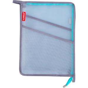 Clear Mesh Zipper Pouch, A4 3Layers Large Opening Pocket File Bag with Pen Holder, Expanding Organizer Document Storage for School/Office/Home (Light Blue, Pack of 1)