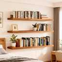 60 Inches Long Walnut Floating Shelves, 60 Inch set of 3