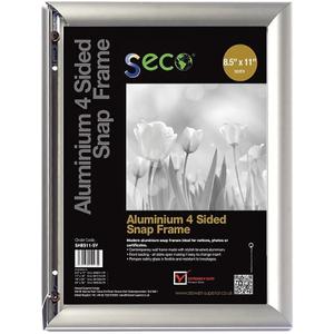 Front Load Easy Open Snap Frame Poster/Picture Frame 8.5 x 11 Inches, Silver Metal Frame (SN8511-SV)