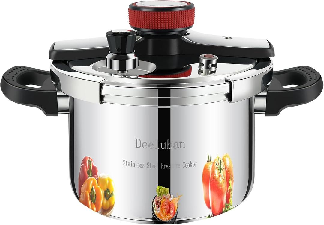 4 Quart Stainless Steel Pressure Cooker, Heavy Duty Stovetop Pressure Cooker, Induction Compatible, Safe Locking Lid, Dishwasher Safe, Compact Fast Cooking Pot for Home Kitchen