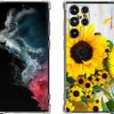 Galaxy S22 Ultra Case, Sunflower Bee Drop Protection Shockproof Case TPU Full Body Protective Scratch-Resistant Cover for Samsung Galaxy S22 Ultra 5G