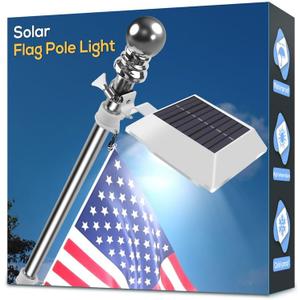 Solar Flag Pole Light, Bright White 6000k Flagpole Light Upgrade Solar Powered for 5ft 6ft Flag Pole,Waterproof Outdoor Dusk to Dawn Led Solar Lights,Outside House Garden Yard American Flags Decor