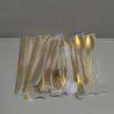 Gold Silverware Set, Briout 40 Piece Stainless Steel Flatware Cutlery Set Service for 8 Luxury Square Tableware Thick Knife Fork Spoon for Home Kitchen Restaurant Wedding, Mirror Polished