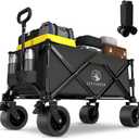 Wagons carts Foldable with Silent All-Terrain Wheels, Collapsible Heavy Duty Beach Wagon with Cup Holders and Brakes, Large Foldable Wagon for Camping,Garden,Shopping,Sports Black