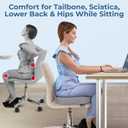 5 STARS UNITED Seat Cushion - Memory Foam Chair Cushion for Tailbone Pain Relief - Ergonomic Support for Coccyx, Sciatica & Butt - Office, Desk & Gaming Chair, Car Seat, Wheelchair, Airplane, L Gray