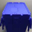 Akro-Mils 39170 Industrial Plastic Storage Tote with Hinged Attached Lid, (21-Inch L by 15-Inch W by 17-Inch H), Blue, (3-Pack)
