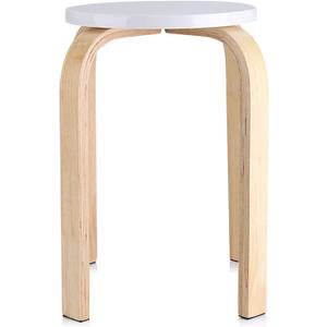 Ejoyous Bentwood Stackable Stool, Anti Slip Bent Wood Stacking Chairs, 30 CM / 11.8 Inch Round Backless Counter Stools for Kitchen Home, Garden, Workroom, Living and Class Room (White)