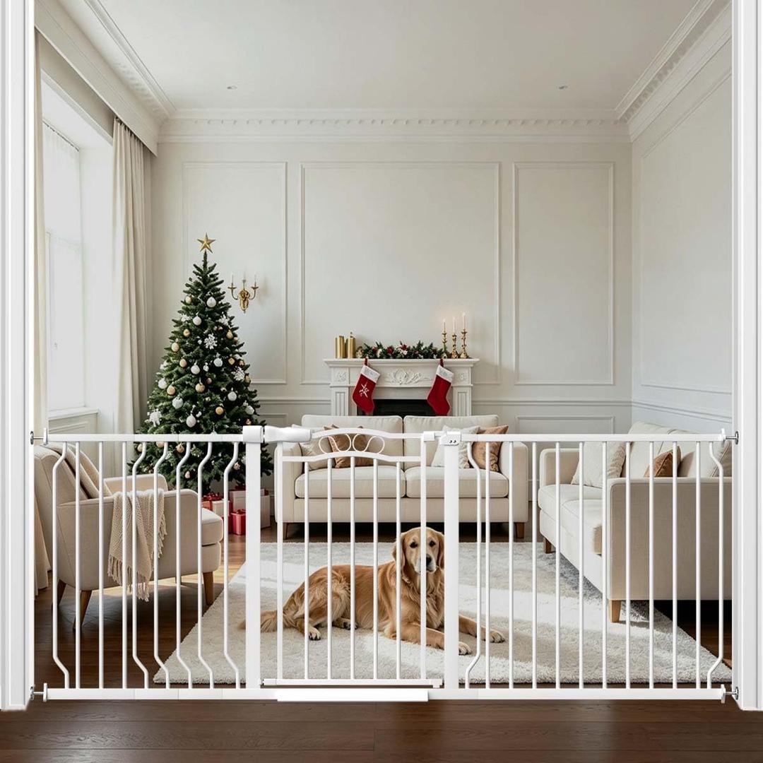 Fairy Baby 71.7"-81.1" Extra Wide Baby Gate with Door Large Pet Gate Indoor