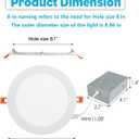 8 Inch LED Recessed Light with Junction Box, 6 Pack Ultra Thin LED Recessed Lighting.6000K Daylight, No Dimmable,18W 8" Recessed Ceiling Canless Wafer Downlight Slim Can-Killer Lights,CRI80+