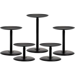 Homemory Fall Candle Holders for Pillar Candles Set of 5, Christmas Decorative Metal Candle Stands Pillar Holder Decor (Black)