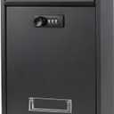 Wall Mounted Mailboxes with Rust-Proof Cover, Decaller Outdoor Combination Locking Mail Box, 12 3/5" x 8 1/2" x 3 2/5", Black (Small)